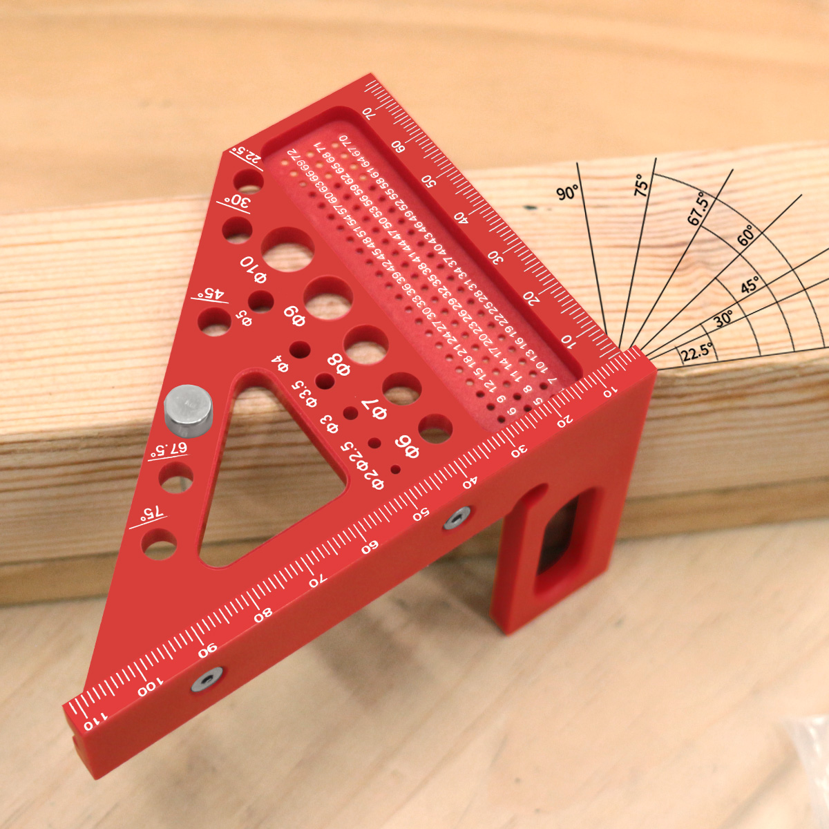 Woodworking For Engineers - ไม้บรรทัดวัดมุมหลายมุมมอง 3 มิติ แบบเมตริก 45/90 องศา