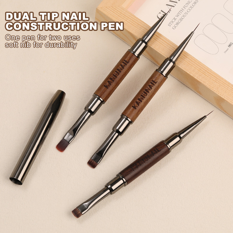 Woodworking Design Software - แปรงทาเล็บแบบ Dual-End Kolinsky ไม้จันทน์จับ UV GEL
