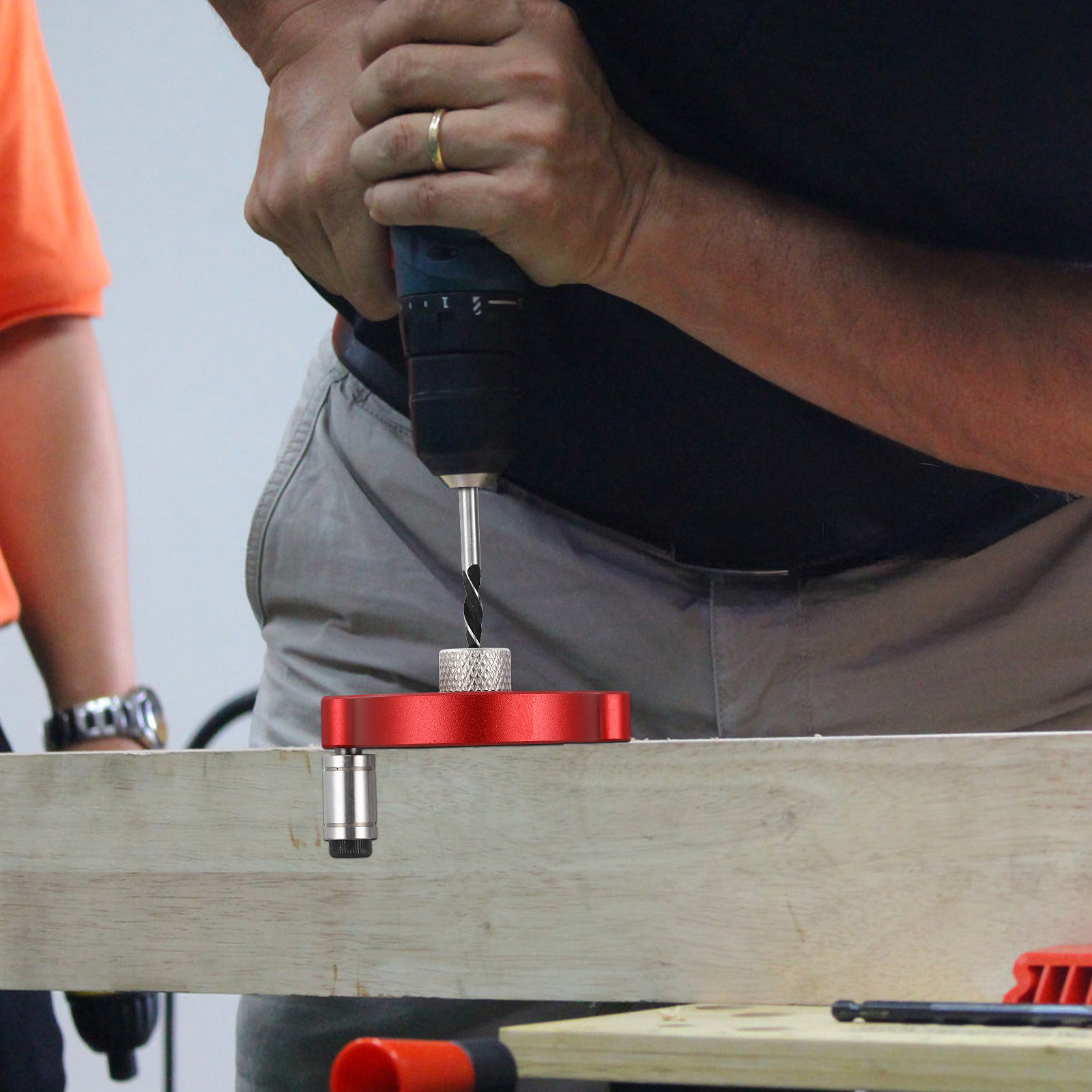 Woodworking Joints - ชุดอุปกรณ์เจาะรูสำหรับงานไม้ ทำจากอะลูมิเนียมอัลลอยด์ พร้อมตัวกำหนดตำแหน่งเจาะที่แม่นยำ สำหรับเจาะรูเดือยและข้อต่อบานตู้บานพับแบบกำหนดศูนย์กลางเอง