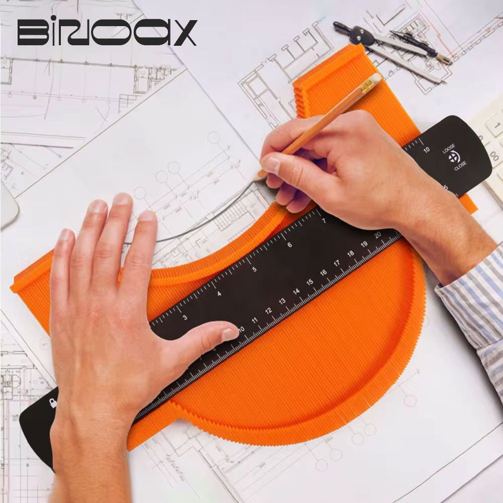 Woodworking Design Software - เครื่องคัดลอก Contour Gauge ที่กว้างขึ้นพร้อมแม่แบบเครื่องมือคัดลอกรูปร่างโปรไฟล์ล็อค 6/10 นิ้วสําหรับรูปทรงโค้ง