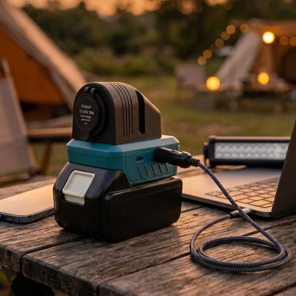 Woodworking Qc - อะแดปเตอร์แปลงแบตเตอรี่ 15-21V 10A พร้อมพอร์ตชาร์จเร็ว Dual USB