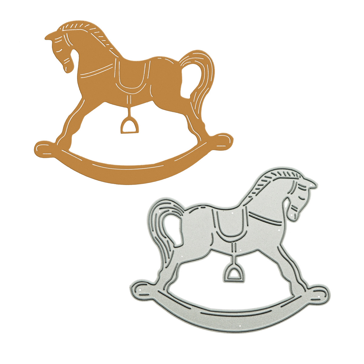 Woodworking Horse - โลหะที่ตัดลายกระดาษ Scrapbooking ม้าโยกไม้รูปแบบ Cutter Stencil สำหรับ