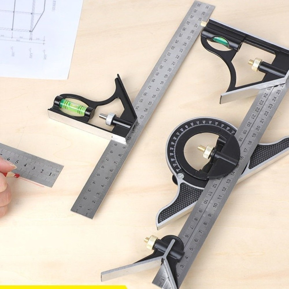 Woodworking For Engineers - ไม้บรรทัดวัดมุม 3-in-1 ขนาด 300 มม. พร้อมระดับน้ำ