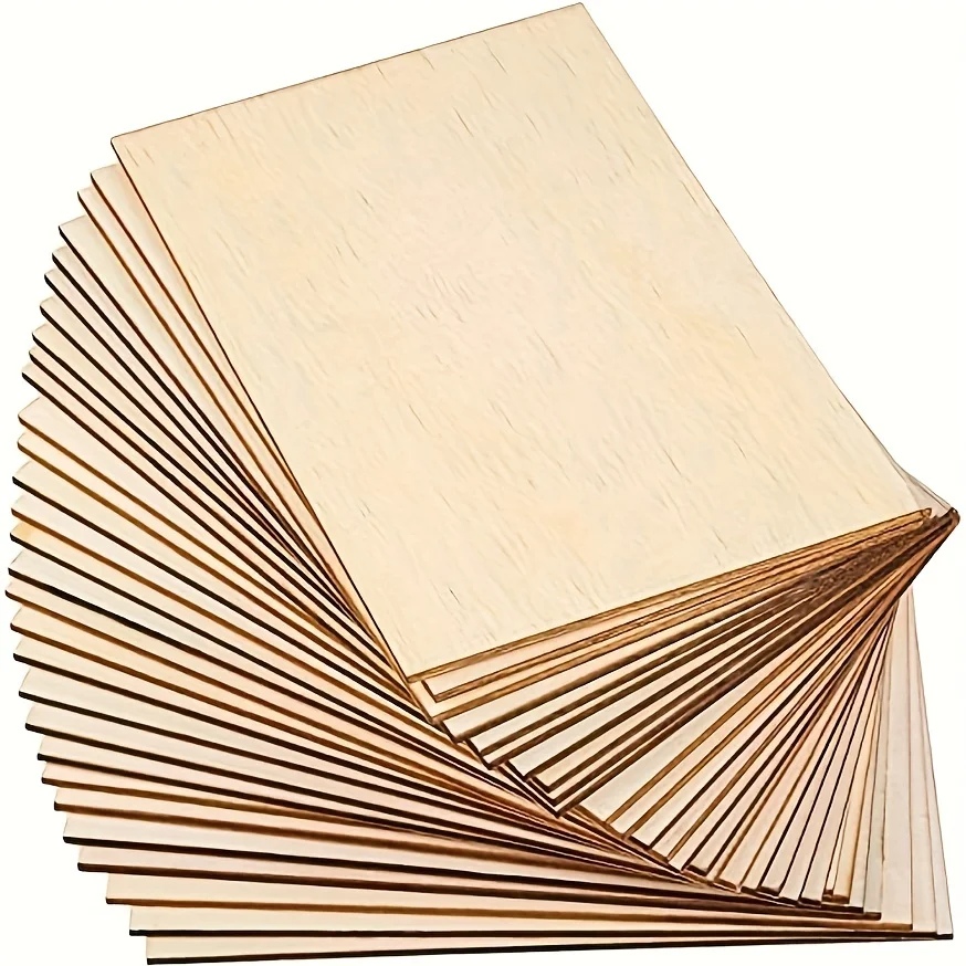 Woodworking Book - 4 ชิ้น/8 ชิ้น/15 ชิ้น 6X4in/15X10 เซนติเมตรสี่เหลี่ยมผืนผ้าไม้แผ่นสําหรับงานฝีมือบ้านเครื่องบินเรือศิลปะ,