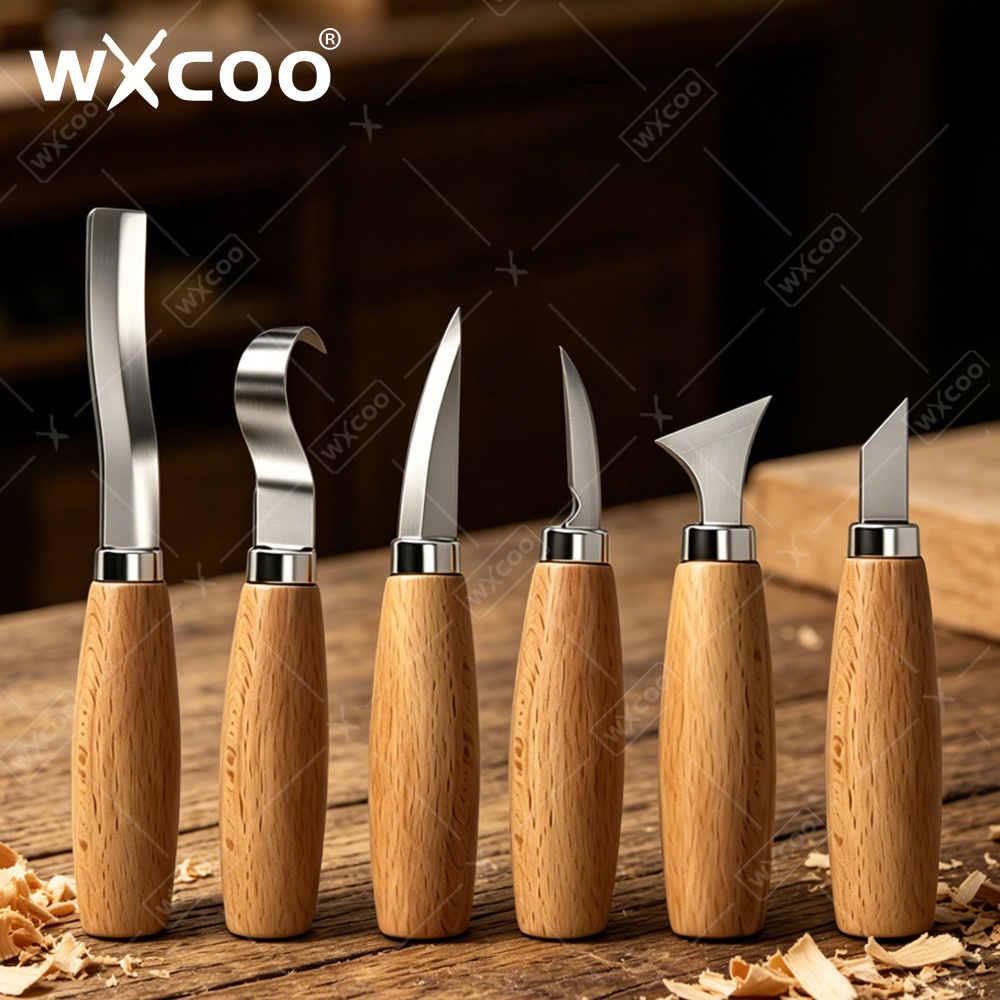 Woodworking Manufacturing - มีดแกะสลักไม้ WXCOO แบบโค้งมน สำหรับงานแกะสลัก ทำช้อน เหมาะสำหรับมือใหม่และช่างไม้มืออาชีพ