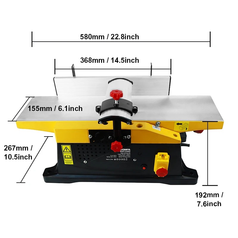 Bench Plane Jointer - เครื่องไสไม้แบบตั้งโต๊ะ 6 นิ้ว 1800 วัตต์ สำหรับงานไสไม้ด้วยมือ