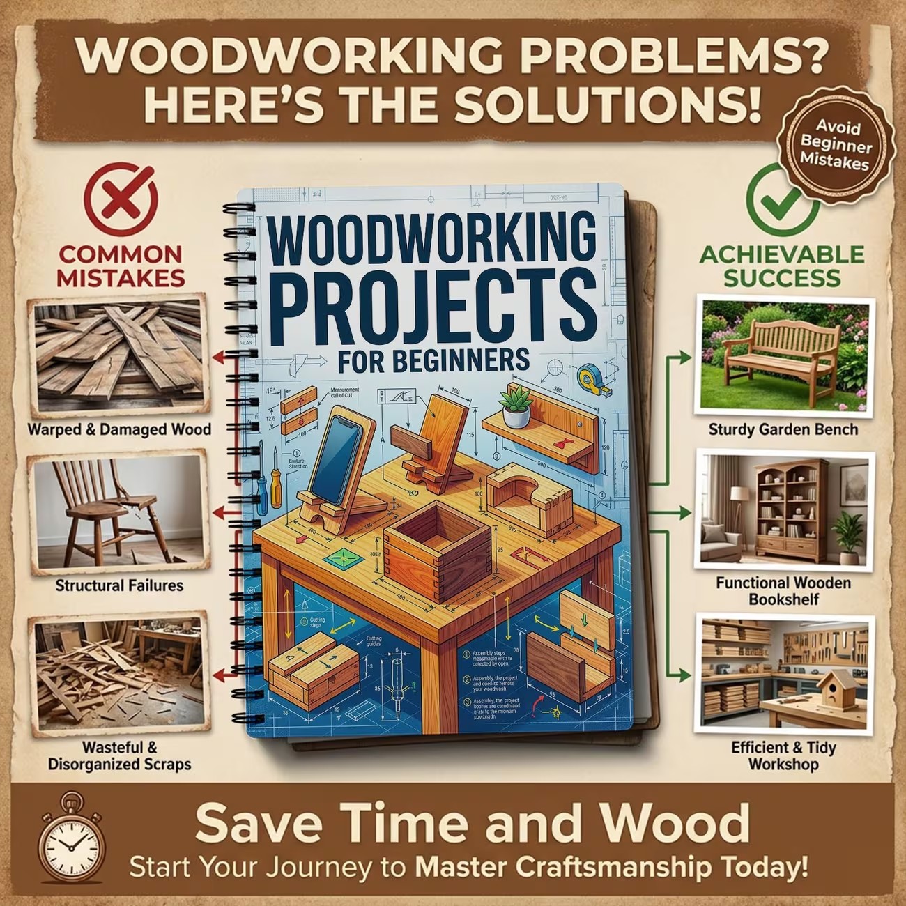 แผนงานงานไม้สำหรับผู้เริ่มต้น  - Woodworking Ideas For Adults บทวิจารณ์และราคา